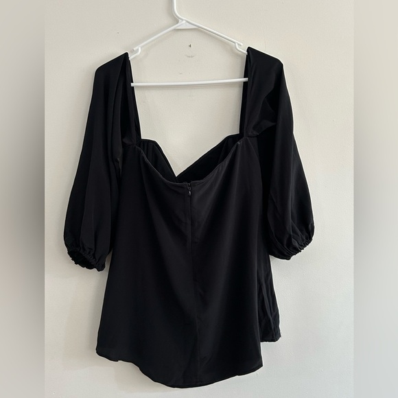 New Theory Women’s Laureema Black Mosaic Size 12 Silk Off Shoulder Puff Sleeve - Picture 6 of 12